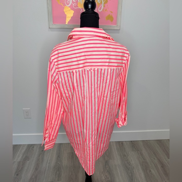 A new day Neon Pink And White Long Sleeve Button Up (M) - Picture 5 of 10